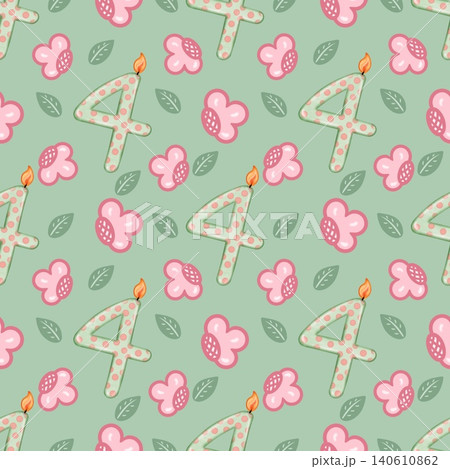 Seamless pattern of Birthday candle numbers and decor flower pastel color style cute, Hand drawn watercolor illustration. For menus, labels, paper, textiles and seasonal fabric. Seamless pattern of Birthday candle numbers and decor flower pastel color style cute, Hand drawn watercolor illustration. For menus, labels, paper, textiles and seasonal fabric. 140610862