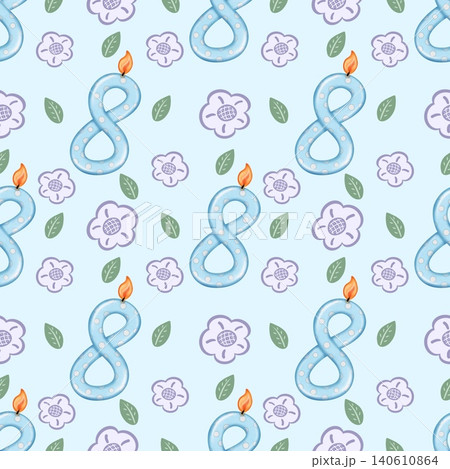 Seamless pattern of Birthday candle numbers and decor flower pastel color style cute, Hand drawn watercolor illustration. For menus, labels, paper, textiles and seasonal fabric. Seamless pattern of Birthday candle numbers and decor flower pastel color style cute, Hand drawn watercolor illustration. For menus, labels, paper, textiles and seasonal fabric. 140610864