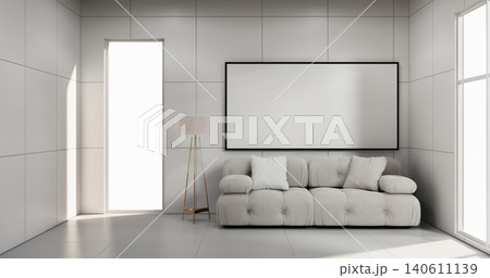 Cabinet on scene white living room wall decoration and granite tiles floor.3D rendering Cabinet on scene white living room wall decoration and granite tiles floor.3D rendering 140611139