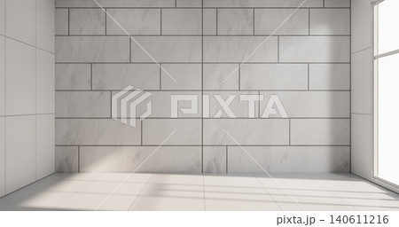Empty white granite tiles design room interior design 3d rendering Empty white granite tiles design room interior design 3d rendering 140611216