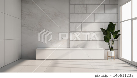 Cabinet on scene white living room wall decoration and granite tiles floor.3D rendering Cabinet on scene white living room wall decoration and granite tiles floor.3D rendering 140611238