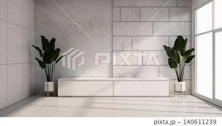 Cabinet on scene white living room wall decoration and granite tiles floor.3D rendering Cabinet on scene white living room wall decoration and granite tiles floor.3D rendering 140611239
