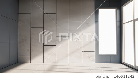 light blue wall on granite floor interior. 3D rendering light blue wall on granite floor interior. 3D rendering 140611242