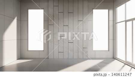 Empty white granite tiles design room interior design 3d rendering 140611247