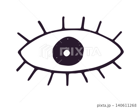 Eye Hand Drawn Doodle Outline with Lashes Isolated on White Background 140611268