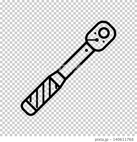 Socket ratchet wrench spanner line icon for mechanical repair and tightening. Socket ratchet wrench spanner line icon for mechanical repair and tightening. 140611768