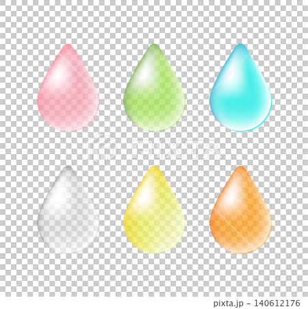 Translucent water droplet button set (Melon & Strawberry Soda) - Droplet shape, teardrop shape, drop Translucent water droplet button set (Melon & Strawberry Soda) - Droplet shape, teardrop shape, drop 140612176