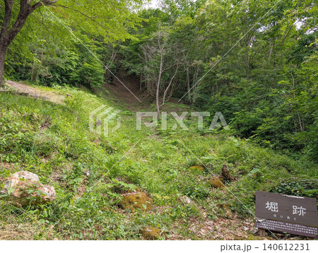 福島県大沼郡会津美里町にある向羽黒山城跡の竪堀 福島県大沼郡会津美里町にある向羽黒山城跡の竪堀 140612231