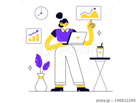 Business Woman Vector Illustration Featuring Female Entrepreneur, Professional Career Growth, Business Strategy, Leadership, And Workplace Success Business Woman Vector Illustration Featuring Female Entrepreneur, Professional Career Growth, Business Strategy, Leadership, And Workplace Success 140612269