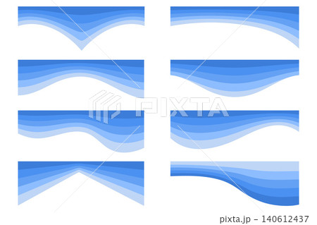 Wavy borders and dividers for digital design. Elegant curved separators for web pages with flowing blue lines. Professional design elements for modern interfaces. Vector elements. Wavy borders and dividers for digital design. Elegant curved separators for web pages with flowing blue lines. Professional design elements for modern interfaces. Vector elements. 140612437