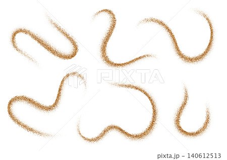 Sparkling sequins and golden powder. Elegant swirls with shimmer effect. Luxury confetti trails and bright splashes on white background. Vector abstract sand wavy strokes. Sparkling sequins and golden powder. Elegant swirls with shimmer effect. Luxury confetti trails and bright splashes on white background. Vector abstract sand wavy strokes. 140612513