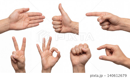 Collection of various human hand gestures and signs with gestures communication pointing isolated language nonverbal expression agreement direction counting signaling positive affirmation Collection of various human hand gestures and signs with gestures communication pointing isolated language nonverbal expression agreement direction counting signaling positive affirmation 140612679