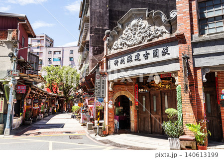 Traditional building view of the Shenkeng Old Street in New Taipei City, Taiwan. The street is famous for its tofu-related food. Traditional building view of the Shenkeng Old Street in New Taipei City, Taiwan. The street is famous for its tofu-related food. 140613199