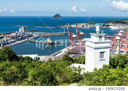 View of the Keelung Chiutzushan Lighthouse, which is the first Locally Built Lighthouse in Taiwan. With the Port of Keelung, Heping Island Park, and Keelung Islet. View of the Keelung Chiutzushan Lighthouse, which is the first Locally Built Lighthouse in Taiwan. With the Port of Keelung, Heping Island Park, and Keelung Islet. 140613200