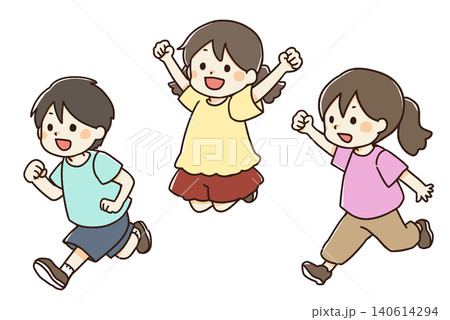 夢に向かってジャンプする子供たちのイラスト 夢に向かってジャンプする子供たちのイラスト 140614294