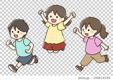 夢に向かってジャンプする子供たちのイラスト 夢に向かってジャンプする子供たちのイラスト 140614294