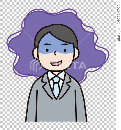 悪意を持ってニヤリと笑うスーツの男性のイラスト 140614709