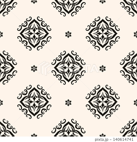 Simple minimalist geometric seamless pattern. Abstract monochrome minimal background with small floral shapes. Subtle repeat design for decor, print. Simple minimalist geometric seamless pattern. Abstract monochrome minimal background with small floral shapes. Subtle repeat design for decor, print. 140614741