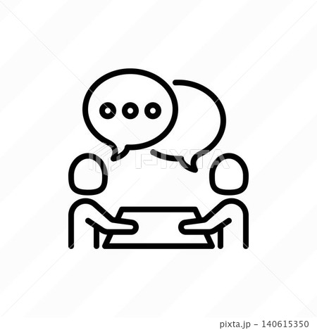 Communication with psychotherapist, consultation, conversation thin line icon. Dialogue, psychological support. Vector illustration. Communication with psychotherapist, consultation, conversation thin line icon. Dialogue, psychological support. Vector illustration. 140615350