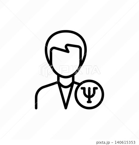 Psychotherapist, psychiatrist, healthcare worker thin line icon. Helpline, psychotherapy session. Vector illustration. Psychotherapist, psychiatrist, healthcare worker thin line icon. Helpline, psychotherapy session. Vector illustration. 140615353