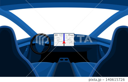 Isolated Inside Car Interior Front Dashboard View Outside Window Isolated Inside Car Interior Front Dashboard View Outside Window 140615726