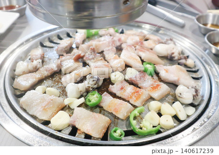 grilled pork , grilled pork in the oven or Korean barbeque or Korean pork grilled pork , grilled pork in the oven or Korean barbeque or Korean pork 140617239