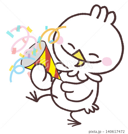 クラッカーを鳴らす白い鳥のイラスト 140617472