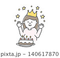 ケーキに喜ぶかわいい女の子 140617870