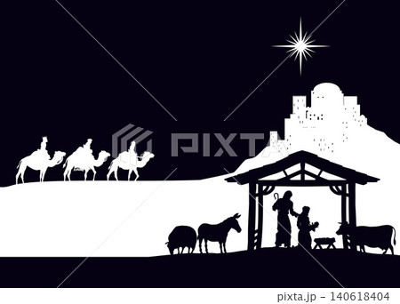 Christmas Nativity Scene Bethlehem Manger Wise Men 140618404