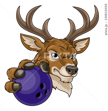 Stag Antlers Deer Bowling Team Mascot Cartoon Stag Antlers Deer Bowling Team Mascot Cartoon 140618409