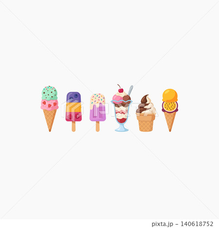 Ice Cream Dessert Collection Isolated Vector Illustration Set 140618752