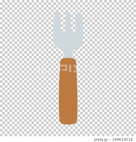フォークのフラットイラスト(木製ハンドル) フォークのフラットイラスト(木製ハンドル) 140619318