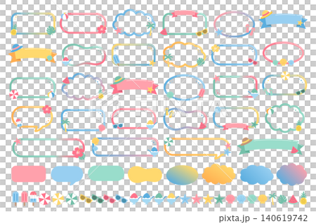 Colorful summer frame set, vacation beach illustration vector 140619742