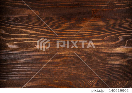 Dark wooden texture background with natural grain pattern, rustic brown wood surface for design and mockup 140619902