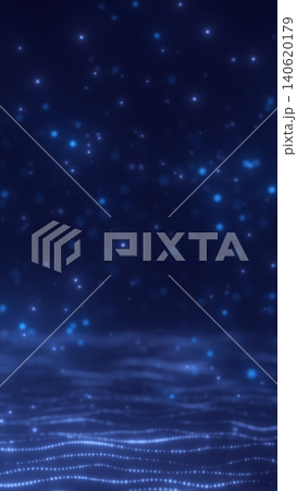 Abstract blue starfield with floating particles, soft bokeh, and glowing digital wave lines on a dark futuristic background. Abstract blue starfield with floating particles, soft bokeh, and glowing digital wave lines on a dark futuristic background. 140620179