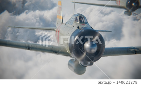 飛行中の零式艦上戦闘機21型 3D CG 飛行中の零式艦上戦闘機21型 3D CG 140621279