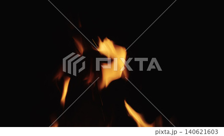fire flames of campfire over black background, for overlay 140621603