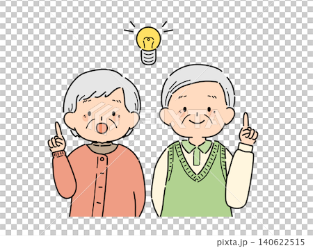Illustration of a senior couple coming up with an idea (Problem-Solving Series ③) Illustration of a senior couple coming up with an idea (Problem-Solving Series ③) 140622515