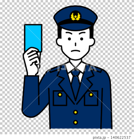 青切符を掲げる男性警察官 青切符を掲げる男性警察官 140622537