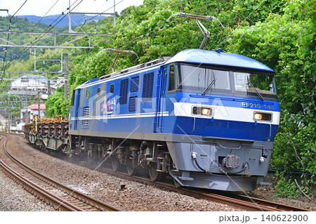 東海道本線 根府川-早川 JR貨物 EF210-148(岡山)+日鐵チキ 3B 東海道本線 根府川-早川 JR貨物 EF210-148(岡山)+日鐵チキ 3B 140622900