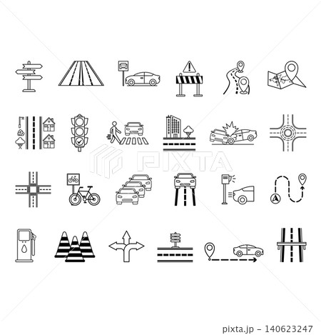 Road Icon Set. Vector Icons Road Icon Set. Vector Icons 140623247