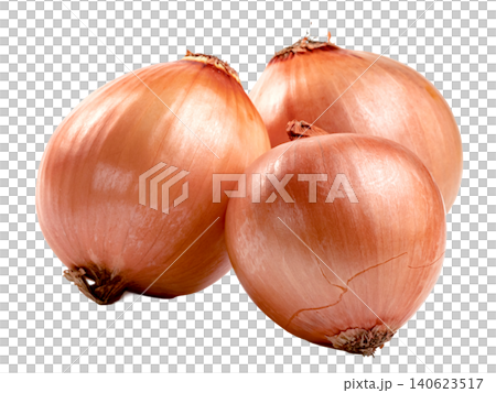 Three fresh whole brown onions with golden papery skin isolated. High quality studio shot of raw organic yellow onions used for cooking and healthy food recipes. Three fresh whole brown onions with golden papery skin isolated. High quality studio shot of raw organic yellow onions used for cooking and healthy food recipes. 140623517
