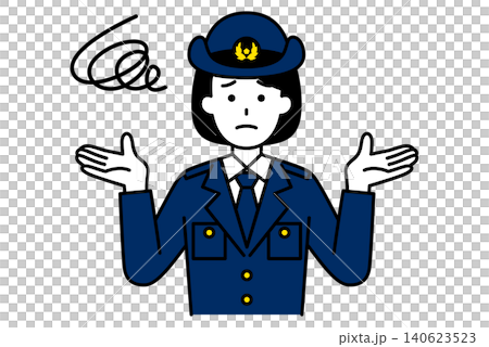 お手上げで困っている女性警察官 お手上げで困っている女性警察官 140623523