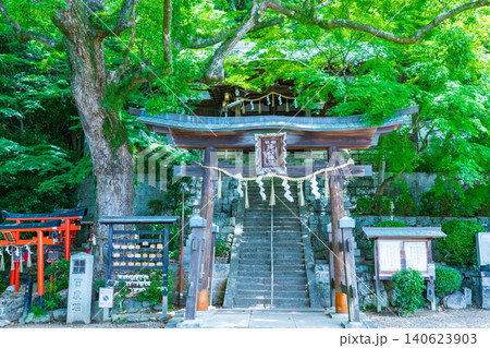 大阪府柏原市 鐸比古鐸比賣神社の鳥居と拝殿 大阪府柏原市 鐸比古鐸比賣神社の鳥居と拝殿 140623903