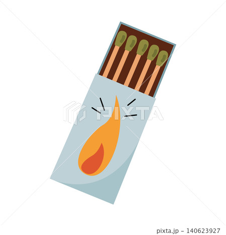 Matchbox with wooden matches and burning flame icon isolated vector illustration Matchbox with wooden matches and burning flame icon isolated vector illustration 140623927