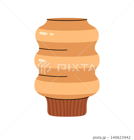 Modern beige ribbed table lamp cozy ceramic light isolated vector illustration Modern beige ribbed table lamp cozy ceramic light isolated vector illustration 140623942