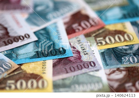 Hungarian Forints currency money bills in big amount. Pile of HUF currency banknotes Hungarian Forints currency money bills in big amount. Pile of HUF currency banknotes 140624113