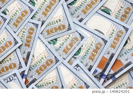 United States Dollar currency money bills. USD currency banknotes in stack 140624201