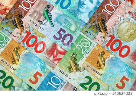 New Zealand dollar money bills in big amount on table close up. Rich life concept in New Zealand New Zealand dollar money bills in big amount on table close up. Rich life concept in New Zealand 140624322