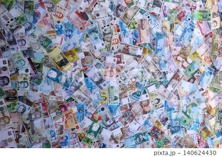 Many banknotes from different countries of the world of different denominations Many banknotes from different countries of the world of different denominations 140624430